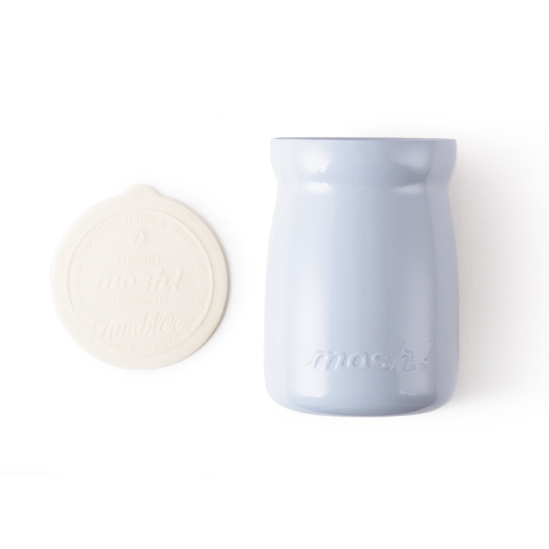 mosh日本马克杯带盖陶瓷男女学生不锈钢简约清新创意牛奶酪水杯子250ml 蓝色