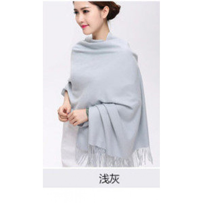 大红色仿羊围巾女中国红年会定制刺绣logo图案印字同学聚会活_0 浅灰色