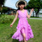 女童连衣裙夏装中大童女童装儿童雪纺公主12至15岁沙滩裙 140cm 浅蓝色