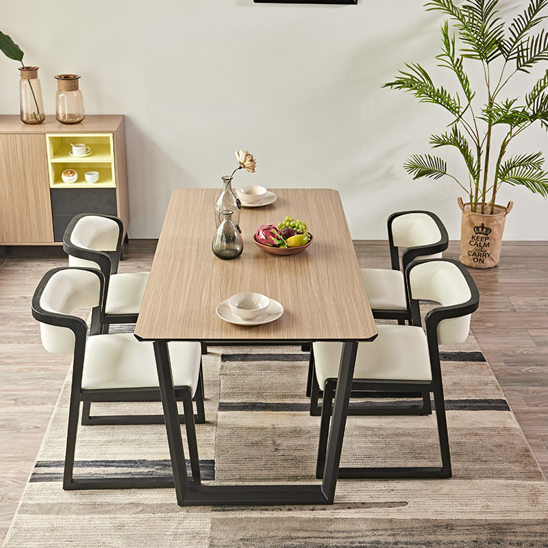 A家家具 北欧风格实木餐桌餐椅组合长方形创意简约现代餐桌BY205