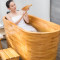 新款橡木泡澡木桶加厚浴缸沐浴桶木质洗澡木桶浴桶实木泡澡 木本色（1.1米）