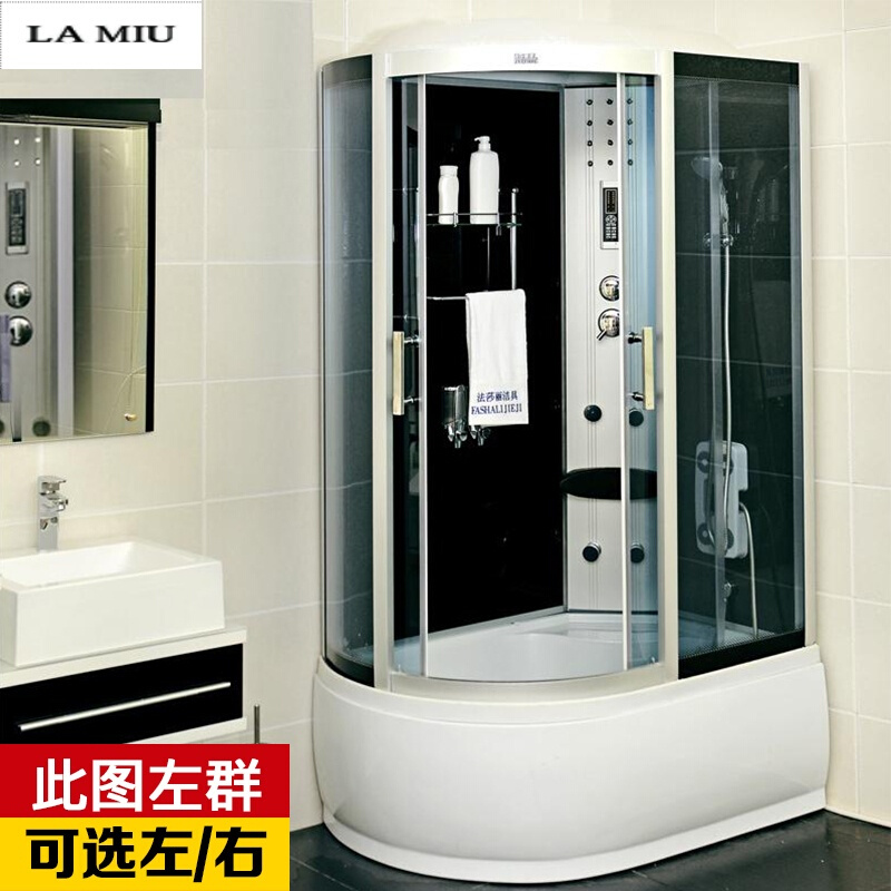 新款整体淋浴房整体浴室卫生间玻璃隔断一体式淋浴房浴缸双用浴室_2 120X80黑色左群
