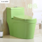 彩色抽水马桶陶瓷卫浴家用超旋连体座坐便器节水静音防臭坐厕 A款绿色 400mm