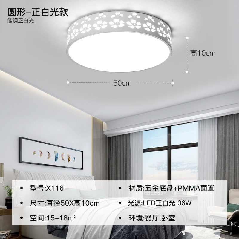 Grevol品拓PINTUO灯具吸顶灯客厅卧室灯LED圆形简约现代吸顶灯铁艺家用客厅灯卧室灯书房餐厅灯灯具灯饰25M2 直径50cm正白光