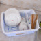 塑料碗柜沥水碗架带盖半翻盖厨房置物架碗碟盘子餐具收纳盒放碗箱_6 卡其中号