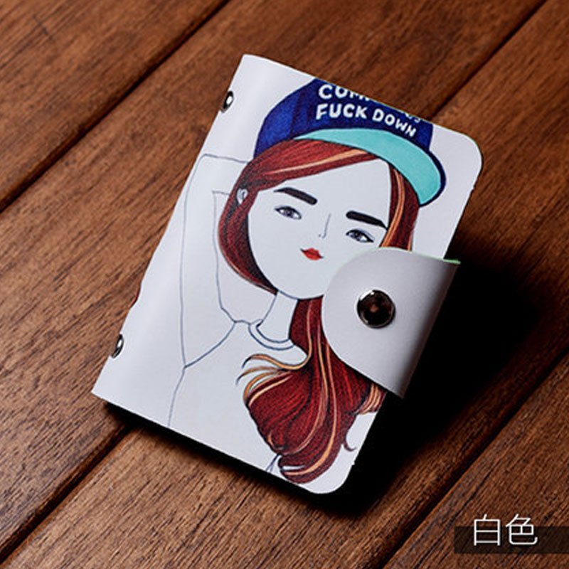 【24卡位】新款日韩薄款卡通动漫卡包多卡位卡片包女式韩版银行卡大容量卡包卡套搭扣任务卡片收_11 【24女卡】白