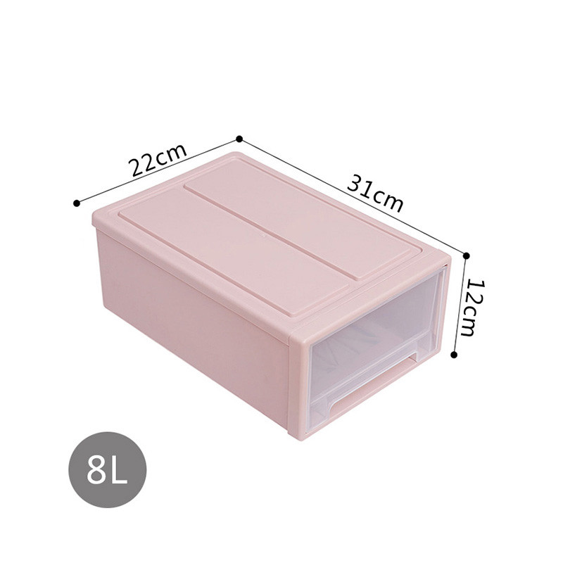 抽屉式收纳柜特大号衣柜整理玩具装衣服收纳箱塑料盒透明储物箱子_2 北欧粉（8L）