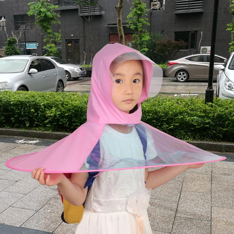 欣艺奇儿童雨衣幼儿园宝宝透气斗篷式雨披小学生防水透明飞碟伞帽_2 粉色