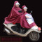 母子双人成人儿童幼儿园牛津布雨衣摩托车电动自行车电瓶车雨披_9 玫红色双面罩