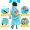儿童雨衣男童幼儿园雨鞋套装小孩小学生防水女童宝宝带书包位雨披_12 白色麦昆款蓝色