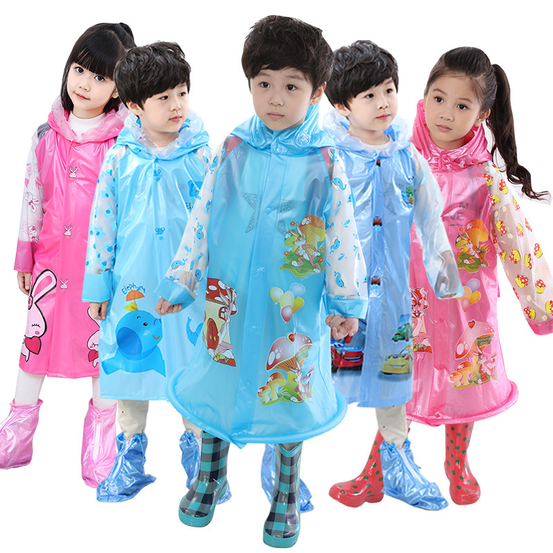 儿童雨衣男童幼儿园雨鞋套装小孩小学生防水女童宝宝带书包位雨披_12 蓝色辛普森蓝色