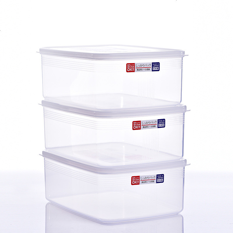 进口冰箱保鲜盒套装塑料密封盒子3个装食品水果储物盒收纳盒_21 圆型款1.3L*4