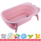 婴儿浴盆可坐可躺宝宝洗澡盆可折叠大号儿童沐浴盆浴桶新生 0-5岁粉色