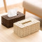 四方达编织纸巾盒家用桌面抽纸盒创意客厅简约茶几收纳盒纸抽盒_1 米色