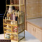 北欧大号透明玻璃化妆品收纳盒翻盖有盖桌面化妆盒梳妆台整理盒_2 金色方+3