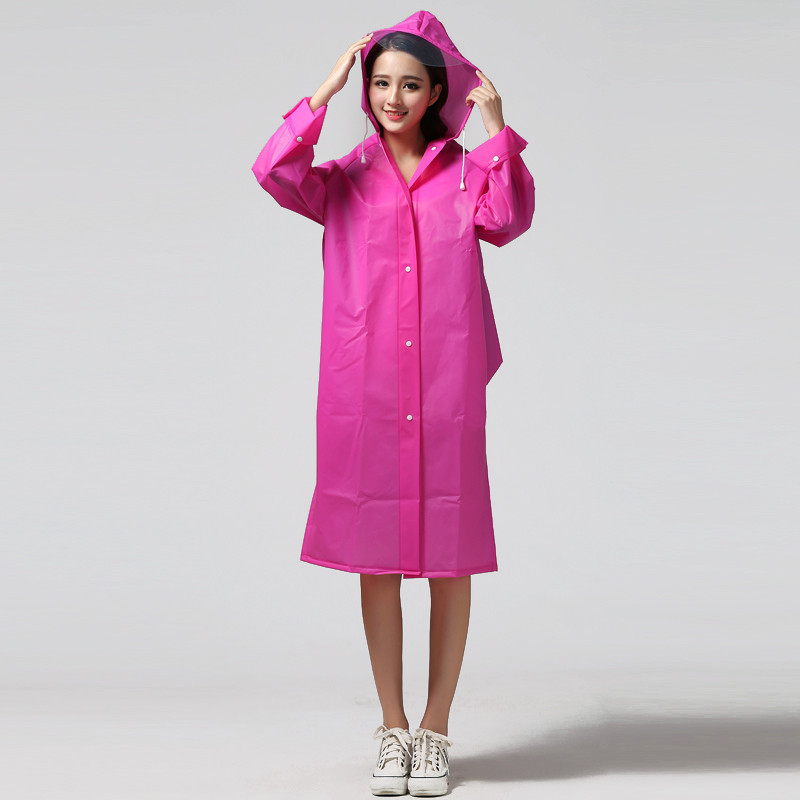 EVA半透明雨衣时尚背包雨衣成人雨衣徒步男女雨衣户外雨披雨衣成人用_1 背包款玫红色