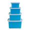 透明塑料收纳箱衣服玩具整理箱食品盒子大小号手提有盖周转储物箱收纳箱置物箱置物箱家居生活日用_17 蓝色款三件套（大+中+小）