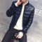卡郎琪 2018新款冬季立领保暖棉袄外套 男士棉服韩版短款男装pu皮棉衣冬装帅气衣服QCCA321-666 XL 酒红色