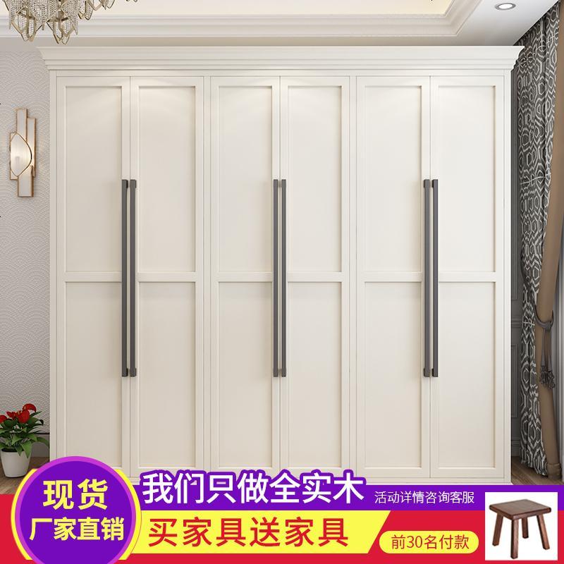 美式实木衣柜现代简约白色大衣橱欧式整体储物柜卧室家具四五六 桦木转角衣柜_5__组装