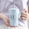陶瓷杯北欧情侣杯子陶瓷咖啡水杯带盖勺创意学生简约马克杯 粉色四叶草
