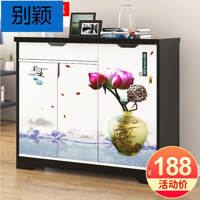 别颖鞋柜简约现代厅柜家用玄关柜简易经济型储物柜仿实木省空间鞋架 B款100cm黑框+爱莲