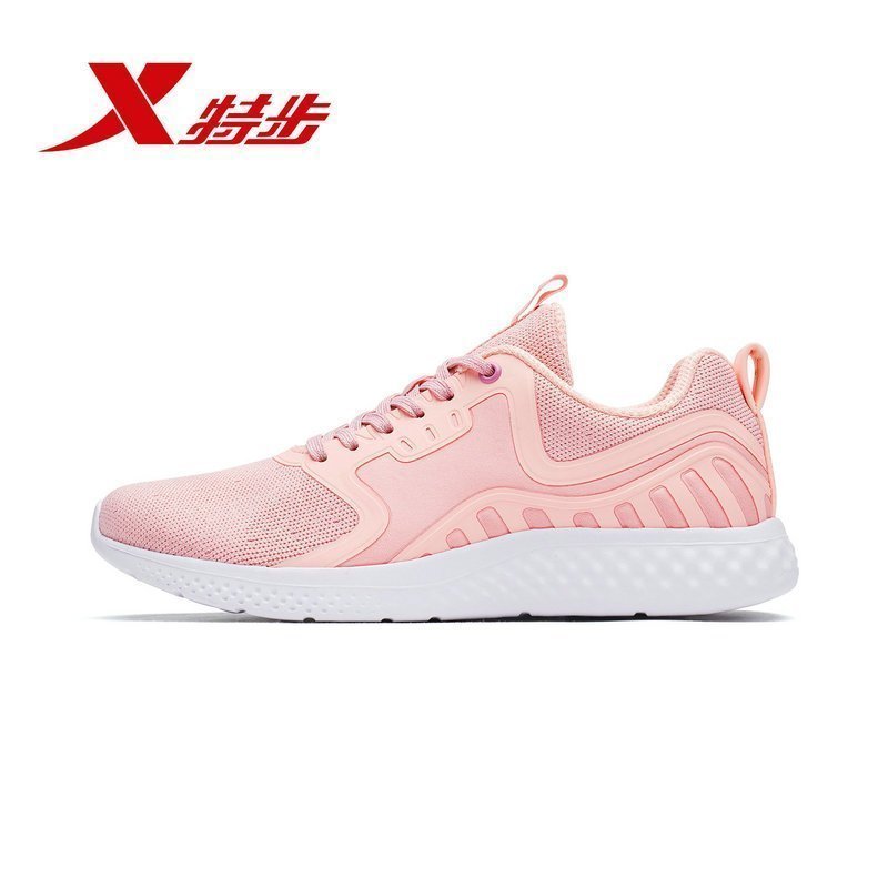特步（Xtep）女子跑步鞋2018春季新款耐磨防滑休闲舒适运动耐穿EVA泡沫轻质中底女士时尚潮流982118119068 粉色 36码