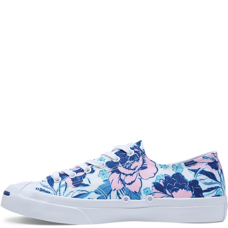 CONVERSE匡威JackPurcellJack植物印花开口笑560830C 白色/樱粉色/海军蓝 37.5
