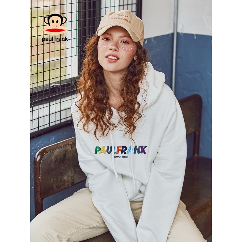 Paul Frank/大嘴猴秋冬季新款女士时尚运动连帽个性字母套头卫衣女服饰棉 L 紫色