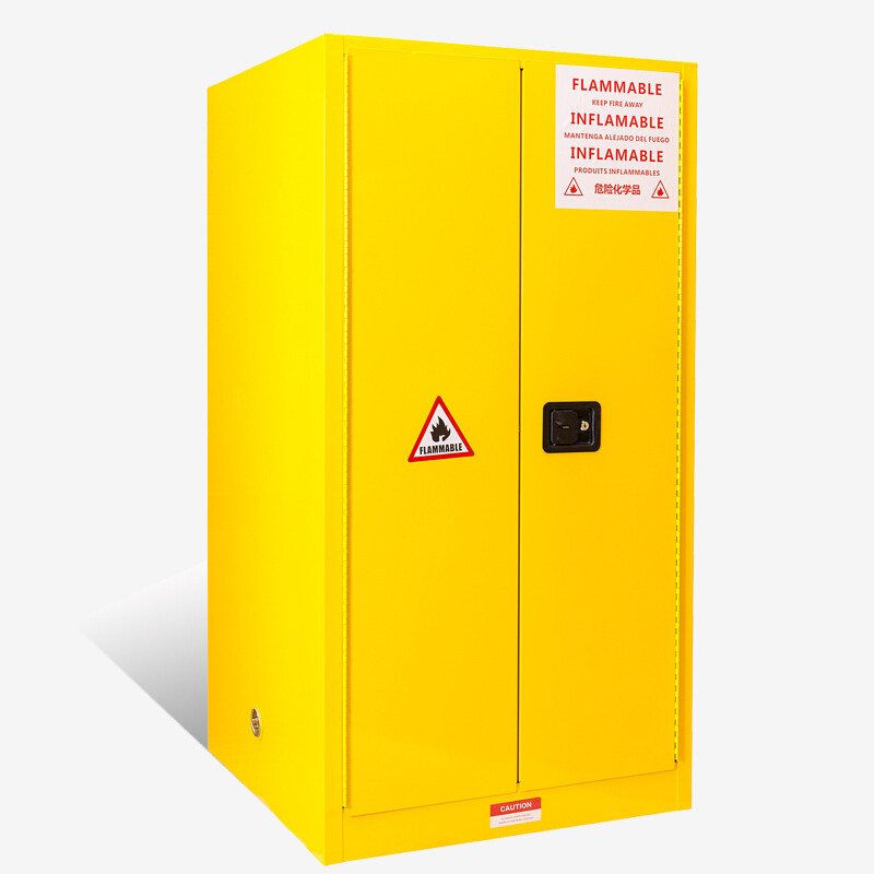 欧宝美安全柜防爆柜化工厂储存柜学校实验室柜带锁易燃液体存储柜 黄色30加仑
