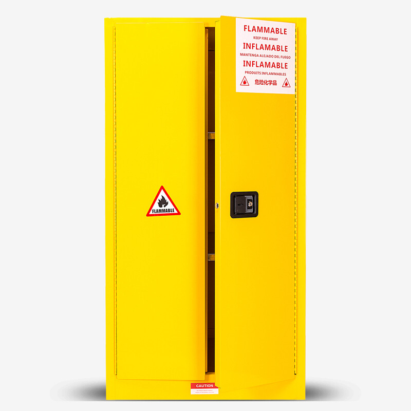 欧宝美安全柜防爆柜化工厂储存柜学校实验室柜带锁易燃液体存储柜 黄色45加仑