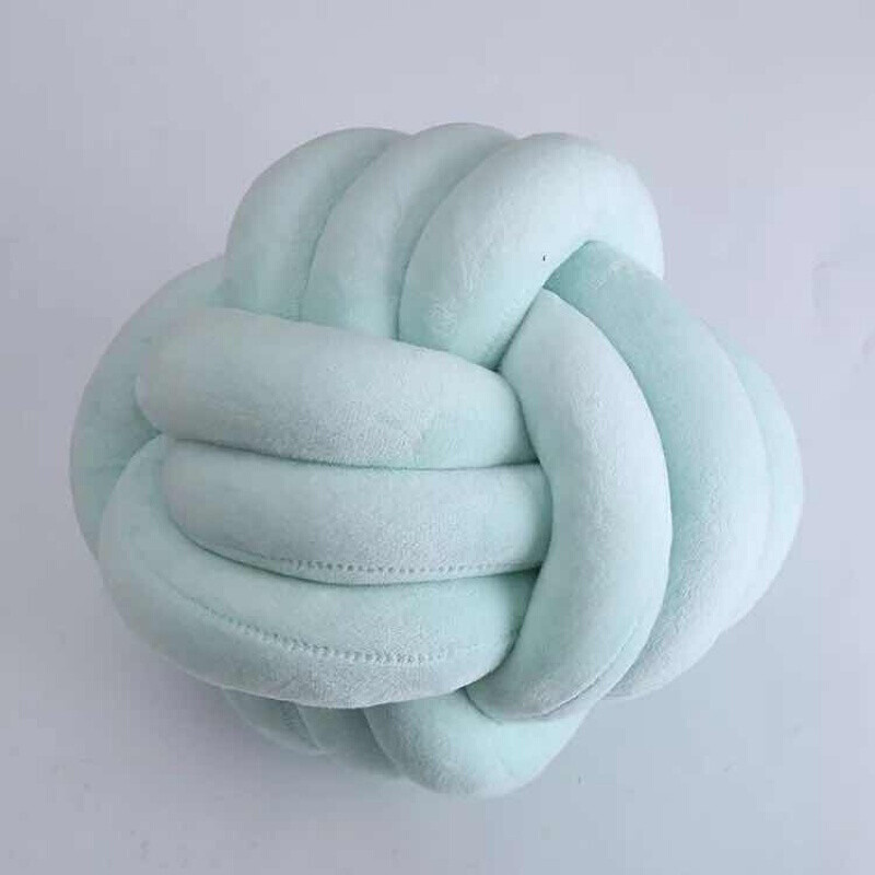 Knot球打结抱枕沙枕手枕创意北欧线球抱枕靠枕球形编织_1 小号直径 3股浅绿