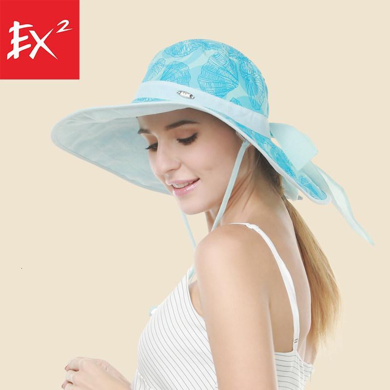 EX2伊海诗帽子女夏季柔韧轻便帽檐设计防紫外线速干大圆帽_1_5 367057-511海蓝