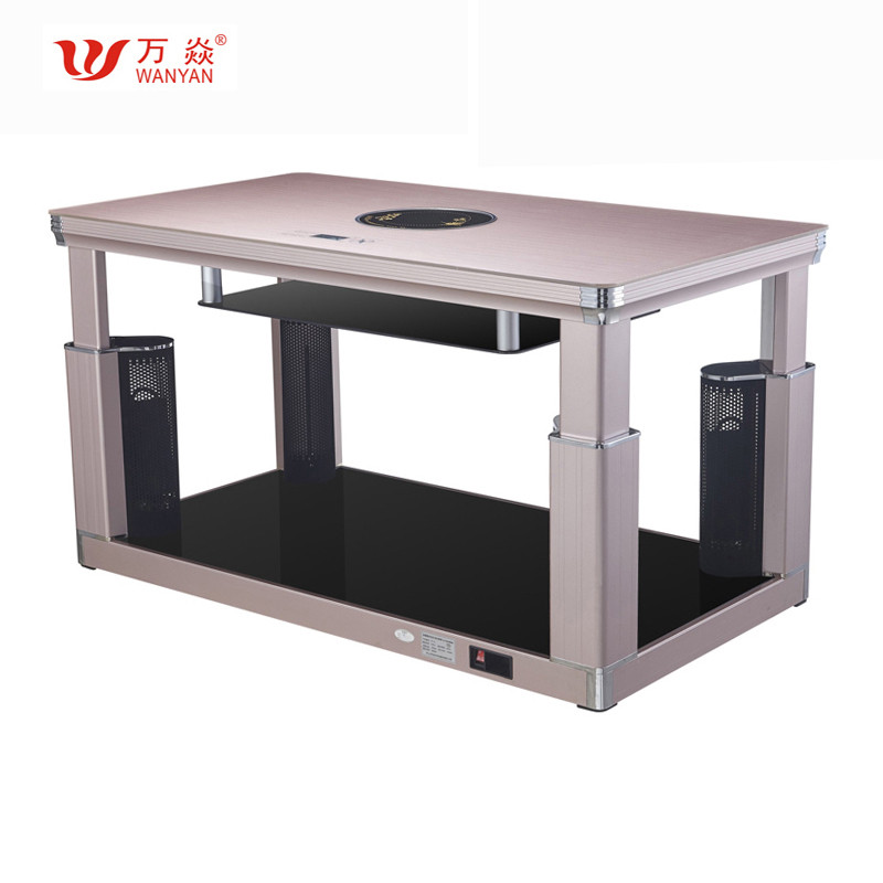 万焱（wanyan）T138SD升降电暖炉茶几多功能电暖炉升降茶几取暖器烤火桌电暖桌暖脚器（ 时尚玫瑰金）