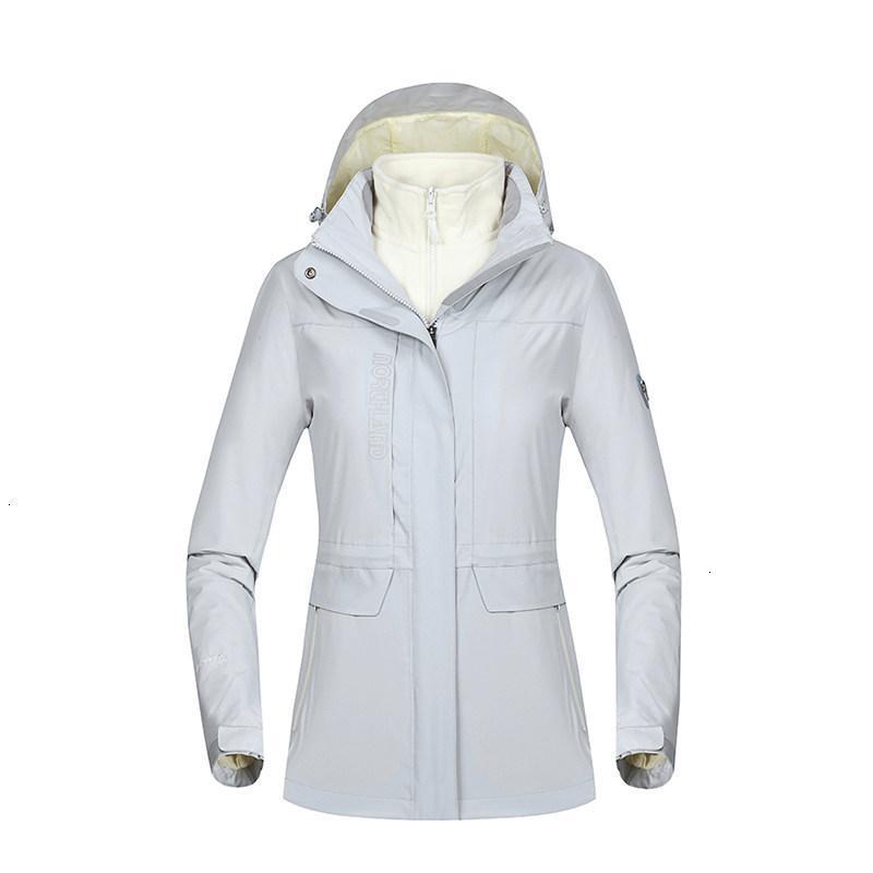 诺诗兰新款冲锋衣男女情侣款保暖加绒加厚两件套登山服/GS072Y04_5 185 GS072Y04-2500银灰色(女)