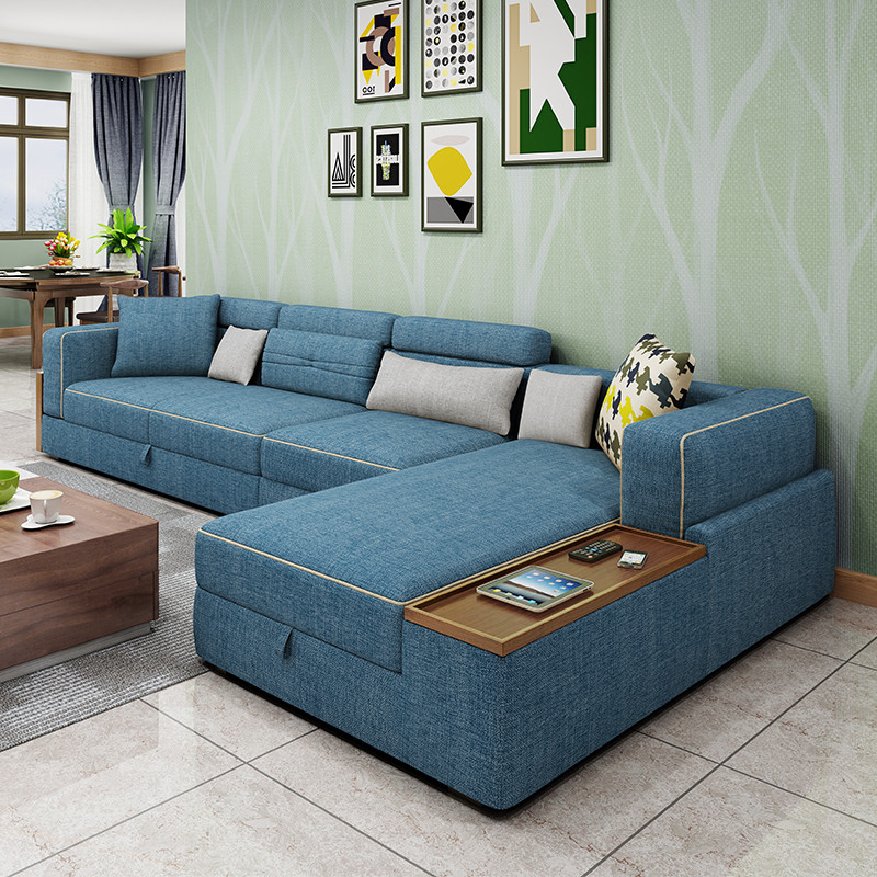 a家家具沙发 布艺沙发简约现代客厅整装小户型贵妃转角组合沙发客厅