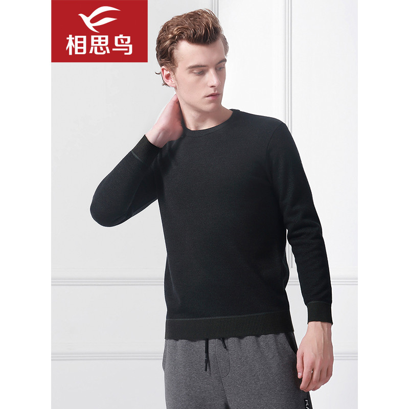 红豆相思鸟（xiangsiniao）男士春秋季多色纯色基础款套头针织衫男4T323 170/88A G5墨绿色