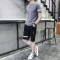 男士运动套装夏季跑步健身运动衣服装宽松休闲短袖T恤短裤两件套_3 4XL 933深灰