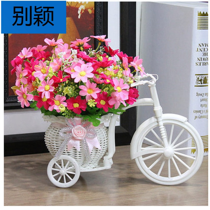 别颖三盆包邮田园仿真花套装迷你家居装饰小摆件搁板创意花艺 花+车跳兰菊粉