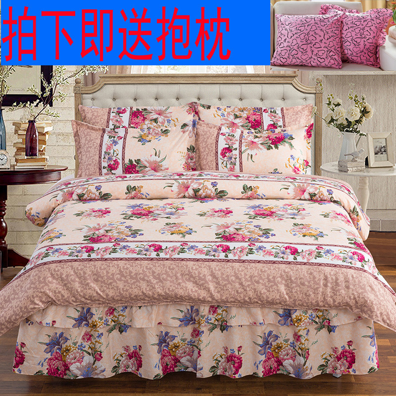 韩版床裙式四件套加厚夹棉床罩磨毛4件套床套被套1.8米2.0米床_4_9 永恒的角