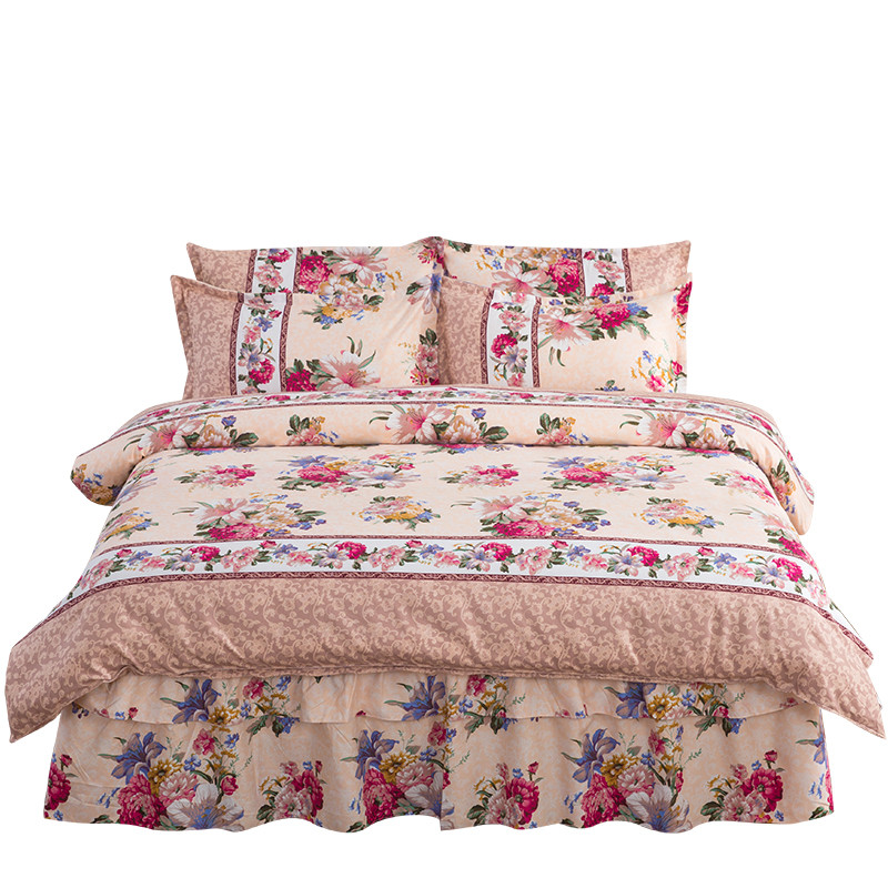 韩版床裙式四件套加厚夹棉床罩磨毛4件套床套被套1.8米2.0米床_4_9 紫若幽兰