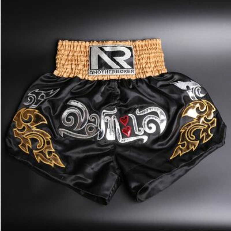 新款MMA拳击者ufc泰国男女儿童泰拳综合格斗搏击散打比赛拳击短裤_9 XS 金腰款