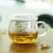哲飞家居玻璃杯子带盖茶水分离杯加厚陶瓷过滤泡茶杯子办公室花茶杯通用简约家居器皿水具水 350ml小蔷薇