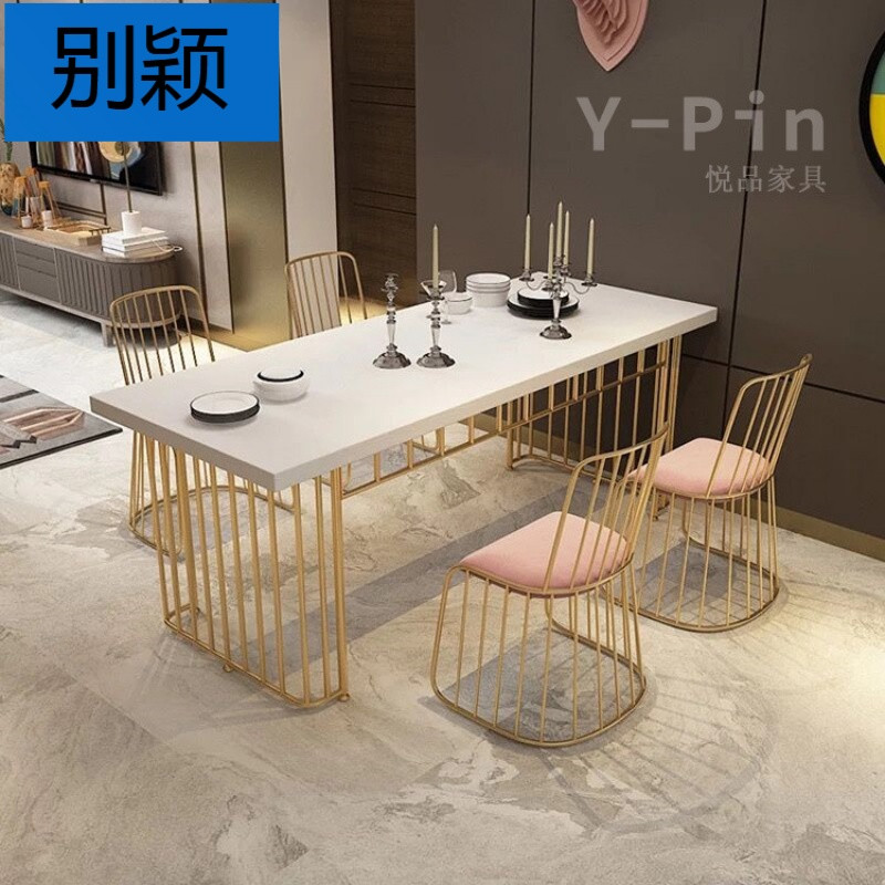 别颖北欧简约网红餐桌家用四人实木餐桌椅组合餐厅酒店休闲铁艺餐桌椅 长凳150*35*45厘米