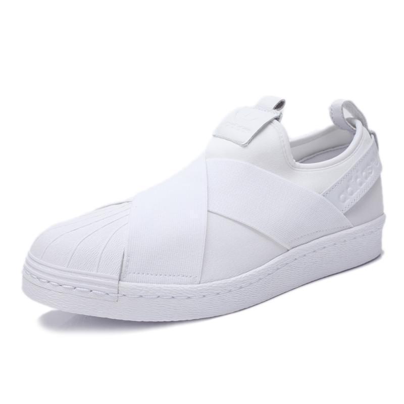 adidasOriginals阿迪三叶女子SUPERSTARSlipOn休闲鞋BZ01 白 42.5码