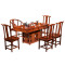 天惠子 茶桌椅组合套装实木仿古1.8米榆木功夫茶台办公室泡茶几茶艺大桌 茶桌+1圈椅+3官帽椅