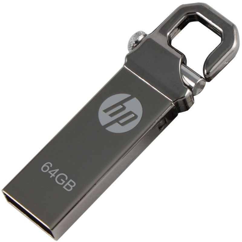 惠普（HP）64GB USB2.0 U盘 v250w 金属黑 安全金属钩头车载/电脑两用优盘