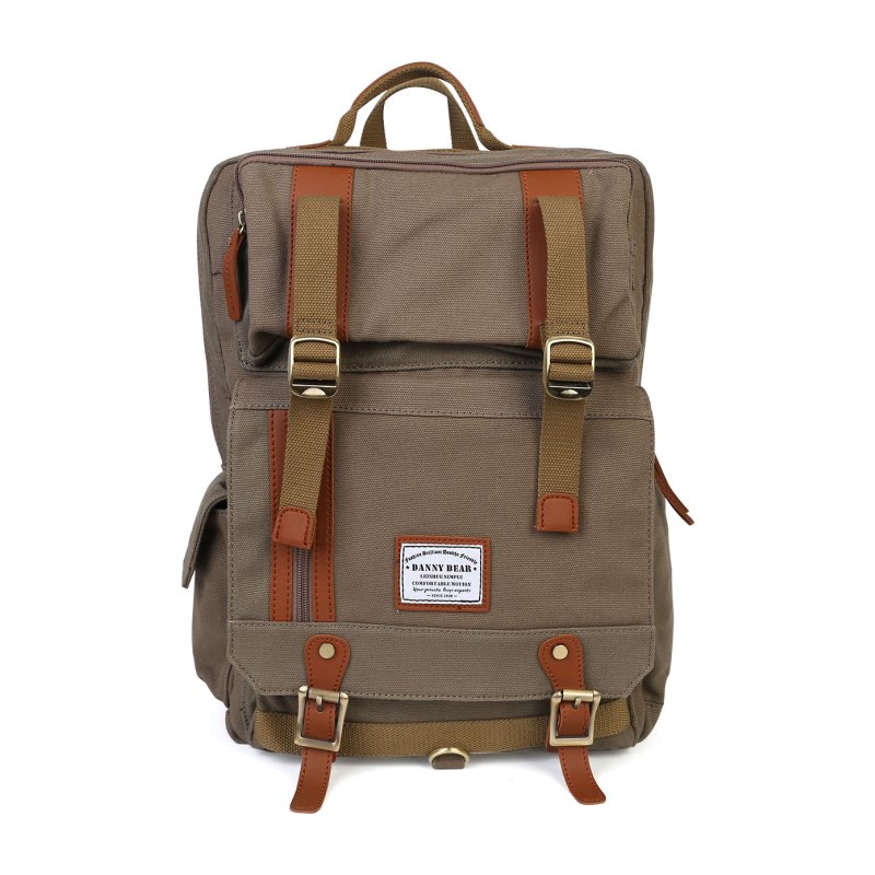 丹尼熊(Danny Bear) 帆布系列双肩包旅行包DBWM7115010 军绿色