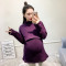 孕妇冬款加绒加厚内搭月子服圆领高领哺乳衣新款加绒打底衫 L 高领紫色