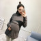 孕妇冬款加绒加厚内搭月子服圆领高领哺乳衣新款加绒打底衫 L 高领紫色