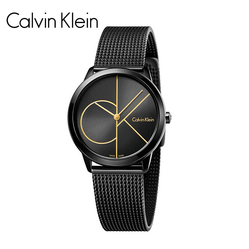卡文克莱（Calvin Klein）男女士石英表时尚防水编制钢带情侣手工表 女表 K3M224X1